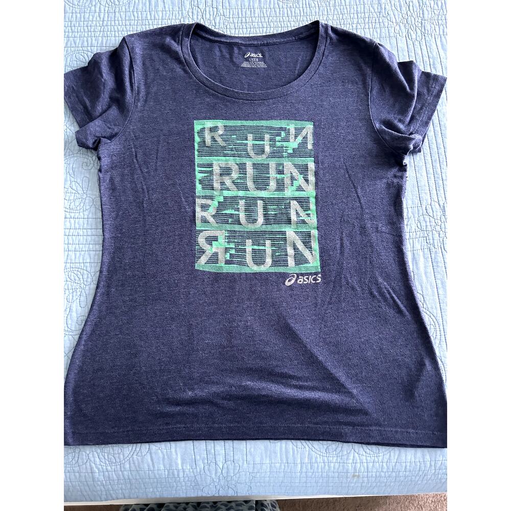 Women ASICS Shirt Size Large Pre Owned Blue